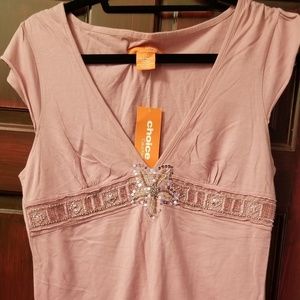 Calvin Klein peachy-pink sequined top